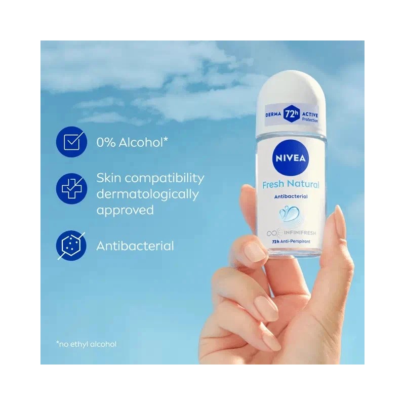 NIVEA 3 PK NIVEA Fresh Natural Roll-On Deodorant 72H Anti