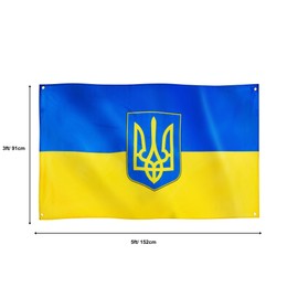 Runesol Ukraine Flag 3x5ft 3x5ft Ukrainian Flag Ukrainian Crest Flag Ukrainian National Flag Ukrainian Banner 4 Grommets Grommets in Each Corner Premium Flags Indoor Outdoor