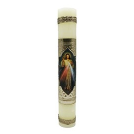 Gigi's Classy Kids Divine Mercy Cirio Paschal Candle Prayer Vela 9.5'' x 1.5'' Cirio Pascual Divina Misericordia