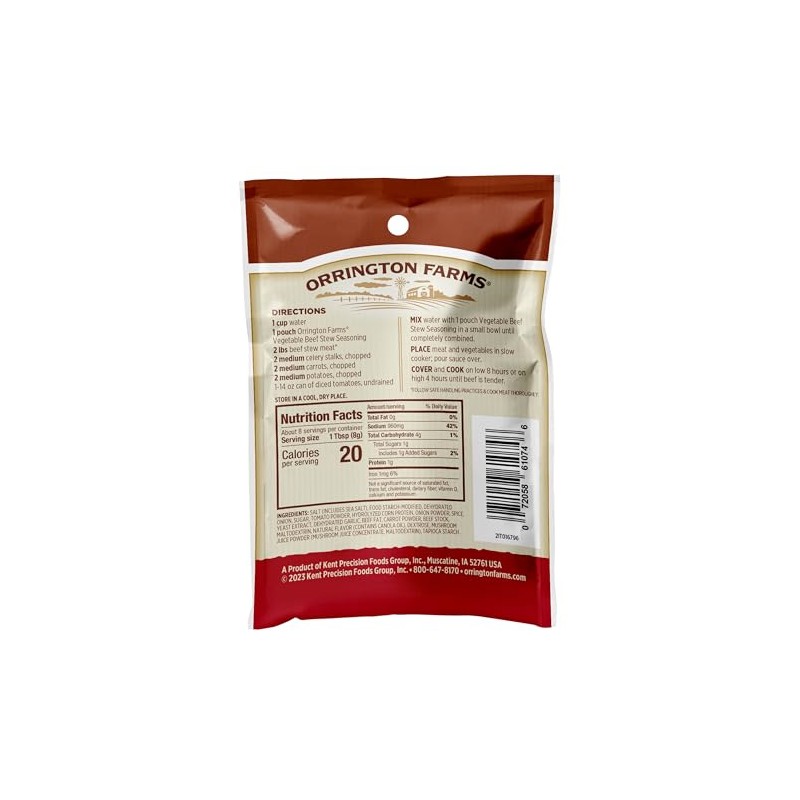 Orrington Farms Slow Cookers Seasoning, Vegetable Beef Stew, 2.5 oz