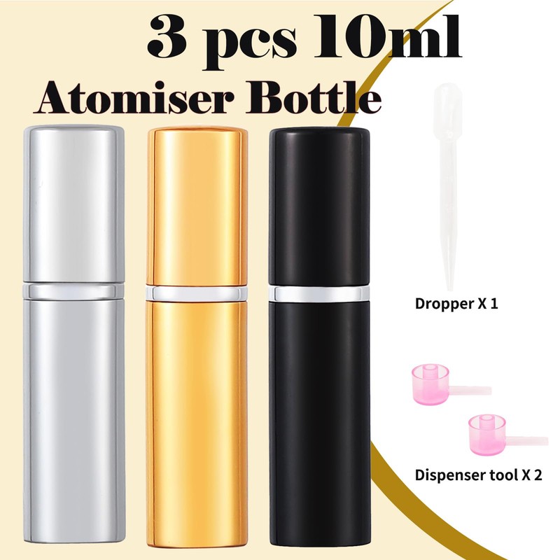OBSGUMU 10ml Perfume Travel Bottle, 3pcs Perfume Atomiser Refillable, Spray