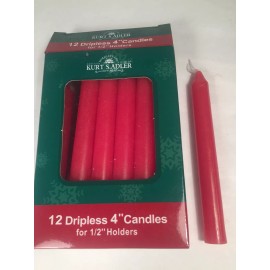 Kurt Adler 12 RED 1/2" Angel Chimes DRIPLESS 4" Short Candles 4 vintage holders Kurt Adler