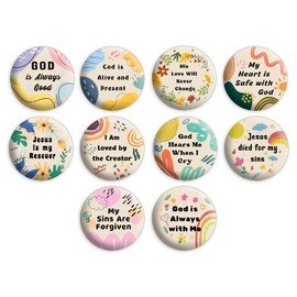 NewEights God's Truth Affirmation Buttons (1-Set X 10 Buttons) - Large 2.25" VBS Sunday School Easter Baptism Thanksgiving Christmas Rewards Encouragement Enticement Inspirational Gift