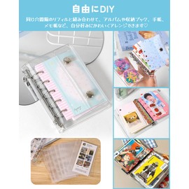 Sticker Notebook, Transparent, M5 Size, Mini Binder (20 Refill Sheets, 2 Sticker Mounts), Removable, Sticker Storage, Notebook, Pushing Purpose, Collage Notebook, Card Pocket, For Girls, Cute