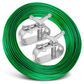 Belleone Swimming Pool Cover Cable and Winch Kit - 150ft Plastic-Coated Steel Pool Cover Wire & Aluminum Spring Loaded Pool Cover Ratchet for Above Ground Swimming Pool Winter Safe (Green)