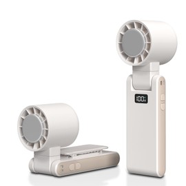 OTPEIR Portable Handheld Turbo Fan with Cooling Tech, Digital Display, 100-Speed Control, Rechargeable 4-in-1 Personal Fan for Travel, Outdoor, Office (White)