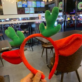 TWISBOW Christmas Antler Headband Plush Reindeer Ears Hair Hoop for Christmas Birthday Costume