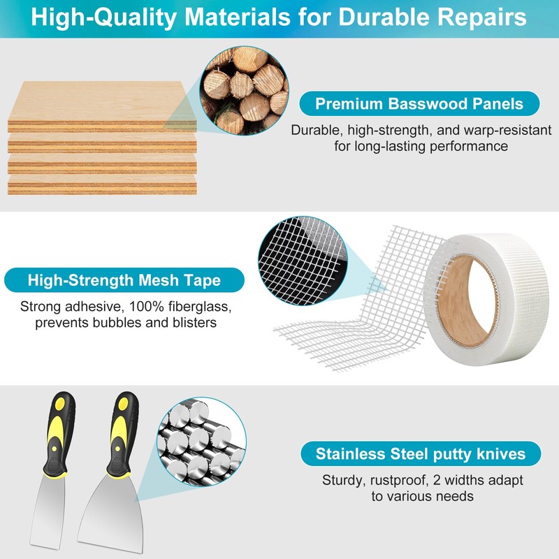 Drywall Repair Kit with 12"x12" Dry Wall Repair Panel, 33-in-One
