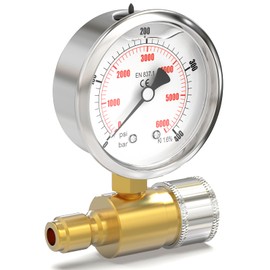 MEANLIN MEASURE 0~6000Psi Pressure Washer Pressure Gauge, 3/8 Inch Quick Connect, 2.5" FACE DIAL Stainless Steel Liquid Filled Pressure Gauge for high Pressure Washer equipmen