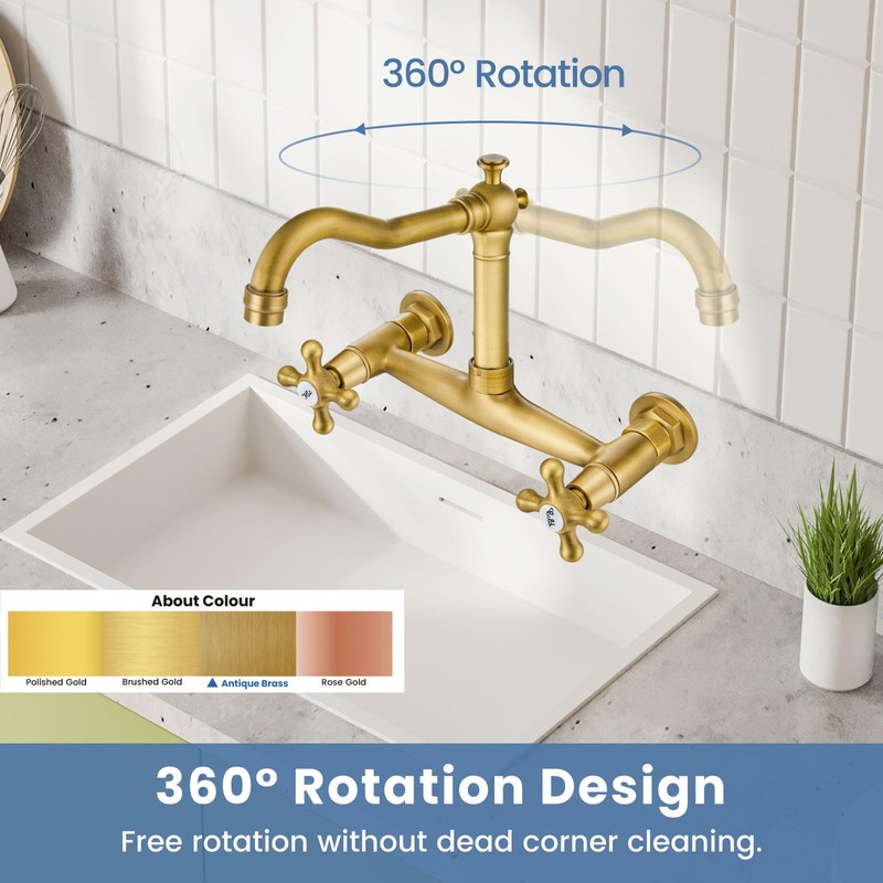 Airuida Wall Mounted 8 Inch Center Kitchen Sink Faucet Commercial