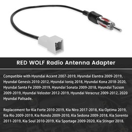 RED WOLF Radio Antenna Adapter for Hyundai Accent Elantra Kona, Kia 2009-2017 Aftermarket Stereo Connector Replacement DIN Aerial Adaptor Cable Plug