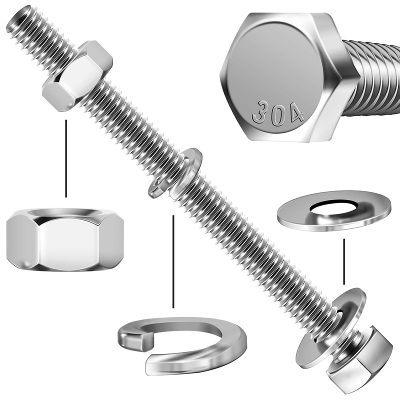 Mywish (5 Sets) 3/8-16x4 Hex Head Assorted Screws Nuts and