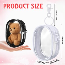 4 PCS Clear Keychain Pouch Mini Clear Makeup Bag Keychain for Women, Transparent Figure Display Bag with Keyring (Black, White)