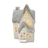 DARO DEKO Ceramic LED House Light House Silver Glitter Set