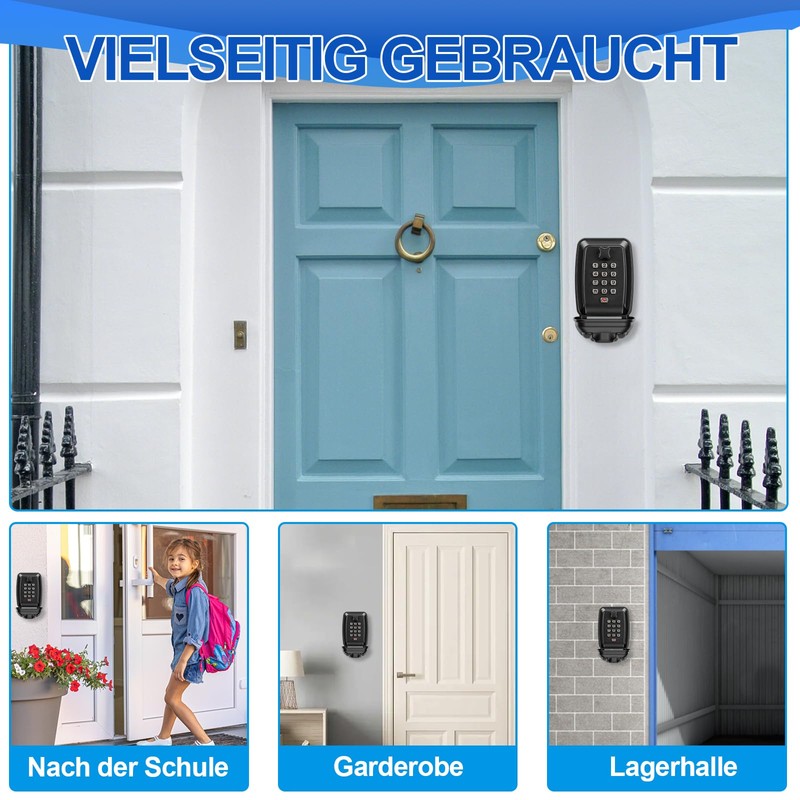 DYDHRER Key Safe with Number Code, 12 Digits, Waterproof, Key