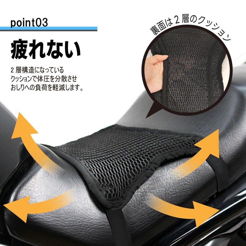 SELENEFF Motorcycle Seat Covers, Double Layer Mesh Anti-Slip Bike Seat