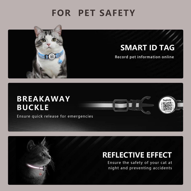 2-Pack Footprint & Reflective Cat Collar with QR Code Smart
