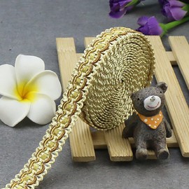 Yalulu 10 Yards Polyester Woven Gimp Braid Trim Lace Edge Trim Edging Trimmings Fabric for DIY Sewing Net Yarn Ribbons Clothing Accessories Decor (Gold)
