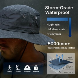 TOP-EX Mens Sun Hats Fishing Bucket Boonie Beach Golf Hiking Summer UV Protection Outdoors Wide Brim Medium Large M L Dark Grey