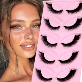 Fox Eyelashes, 5 Pairs of Cat Eye Eyelashes, 7-13 mm, Natural Eyelashes, L Curl Lash Extension Effect, Wispering Thick Eyelashes, Cat Eye, Fox Eye Lashes (F30)