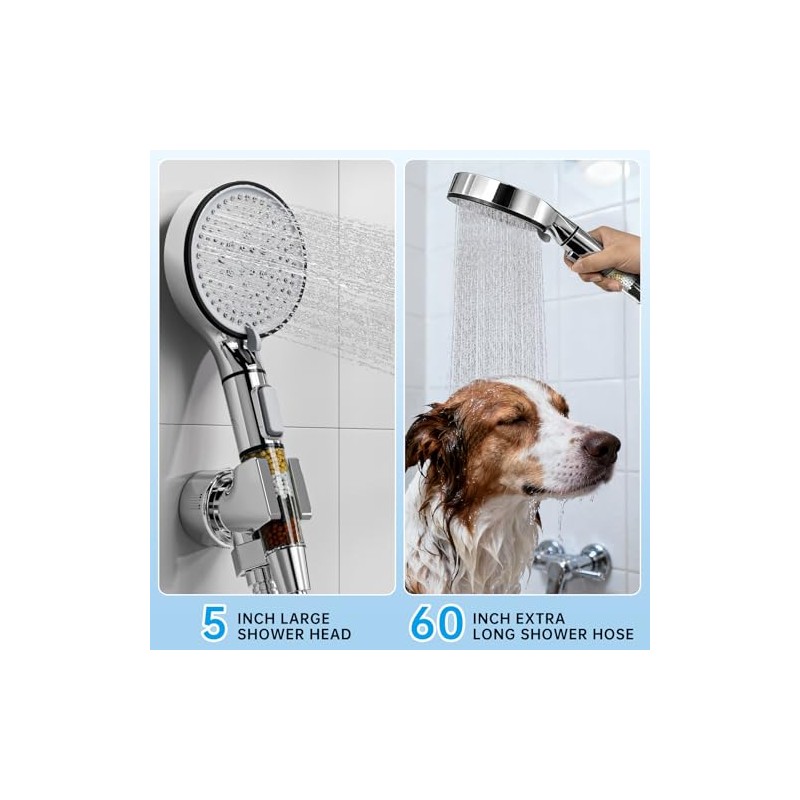 Filtered Shower Head with Handheld, 6-Spray High Pressure Shower Head