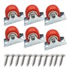 Floyutin 1 inch Rigid No-Swivel Plate Casters Small Rubber Wheels