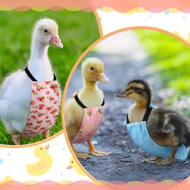 DoubleFill 6 Pcs Washable Chicken Diapers Reusable Duckling Diapers for Pet Ducks Hens Goose Clothes Pet Diaper with Bow Tie Poultry Nappies Waterproof Adjustable for Hen Rooster Chicken (Cute,S)
