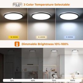 Matane Motion Sensor LED Ceiling Light with Remote, 12 Inch Wired Flush Mount Ceiling Light 3000K 4000K 5000K, 2400LM Dimmable Motion Sensor Light Indoor for Closet Hallway Laundry Stairs Black