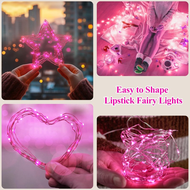 Lakumu Rechargeable String Lights Battery Operated, Battery Powered Copper Wire