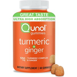 Qunol Qunol Turmeric and Ginger Gummies, Gummy with 500mg Turmeric + 50mg Ginger, Joint Support Supplement, Ultra High Absorption Tumeric and Ginger, Vegan, Gluten Free, 1 Month Supply 60ct Gummies