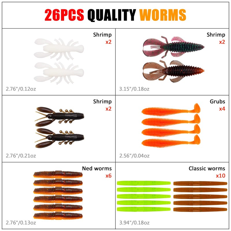 L PATTERN Kunstköder Hecht Set, 158PCS Wobbler Angelköder Kit Popper