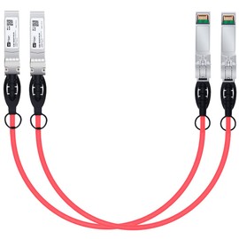 H!Fiber.com Cable SFP+ rojo H!Fiber (paquete de 2), 10G SFP+ DAC, 0,5 m (1,64 pies), cable twinax de cobre de conexión directa pasiva para Cisco SFP-H10GB-CU0.5M, Ubiquiti UniFi UC-DAC