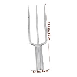 KOMBIUDA Iron Fork Fishing Tackle 3 Prongs Garden Tool 3 Prong Head Fish Fork Professional Spearfishing Gardening Weeder Pear Metal Silver Iron