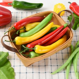 Luckforest Artificial Mixed Pepper Set, 12 Pcs 3 Colors Fake Chili Simulation Bell Pepper for Home Kitchen Table Decor Photography Props