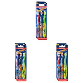Brush Buddies Hot Wheels Manual Soft Bristled Toothbrushes for Kids, 3-Pack, Multi-Colored & Fun, Anti-Slip Grip, Children's Toothbrushes