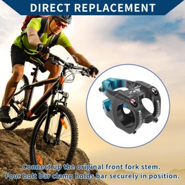 Hihaha Bike Stem/Short Handlebar Adjustable Stem/for Mountain Bike Durable Aluminum Alloy 35mm Stem Length/ 1Pcs Blue Black