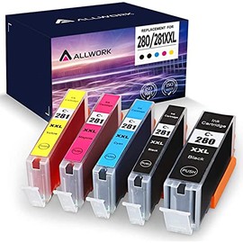 Allwork PGI280XXL CLI281XXL Compatible Ink Cartridges Replacement for Canon 280 281 XXL Ink Cartridge Works with Canon Pixma TR8520 TS9120 TS6220 TS6120 TS8120 TR7520 TS8220 TS9521C TS9520 5 Packs
