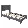 COSTWAY Twin Size Modern Upholstered Headboard Bed Frame With Button