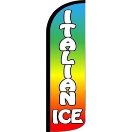 ITALIAN ICE - Windless Swooper Flag Feather Banner Sign 3x11.5 ft Tall (Flag Only) Rainbow q