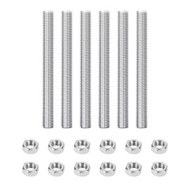 6 pieces M8 x 100 mm threaded rod 100 mm with 12 pieces hex nut set, 304 stainless steel fully threaded rods for home use or industrial use