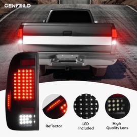 Tail Lights Assembly [LED Kit] Fit for Ford F150 1997-2003 and F150 Heritage 2004, for F250 F350 Super Duty 1999-2007 (Fit Fleetside Models), Taillights Rear Brake Light, Black Housing Smoked Lens