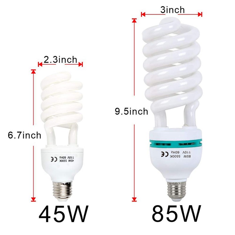 AQIRUI 2 x 85W Light Bulb 5500K CFL Daylight Spiral