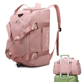 Mochila Gym Mujer, Maletas de Viaje Impermeable Gran Espacio, Maleta Deportiva con Compartimento para Zapatos,3 en 1 Bolsa de Deporte de Hombro y Mano Hombre y Mujer,para Escalada,Yoga(Rosa Sakura)