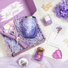 Bestie Gifts for Women, Best Friends Birthday Friendship Gift Ideas Box for Female Bff Soul Sister Bestfriend, Work Bestie Tumbler Set Self Care Get well soon 7pcs basket for Christmas, Mothers Day