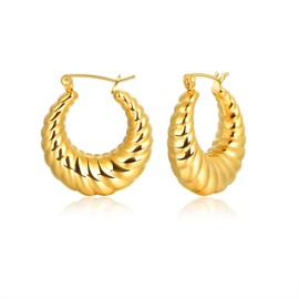CANDYFANCY Twisted Gold Chunky Hoop Earrings for Women Lightweight drop dangle earrings round hoop Gold Plated Fashion Jewelry for Women silver