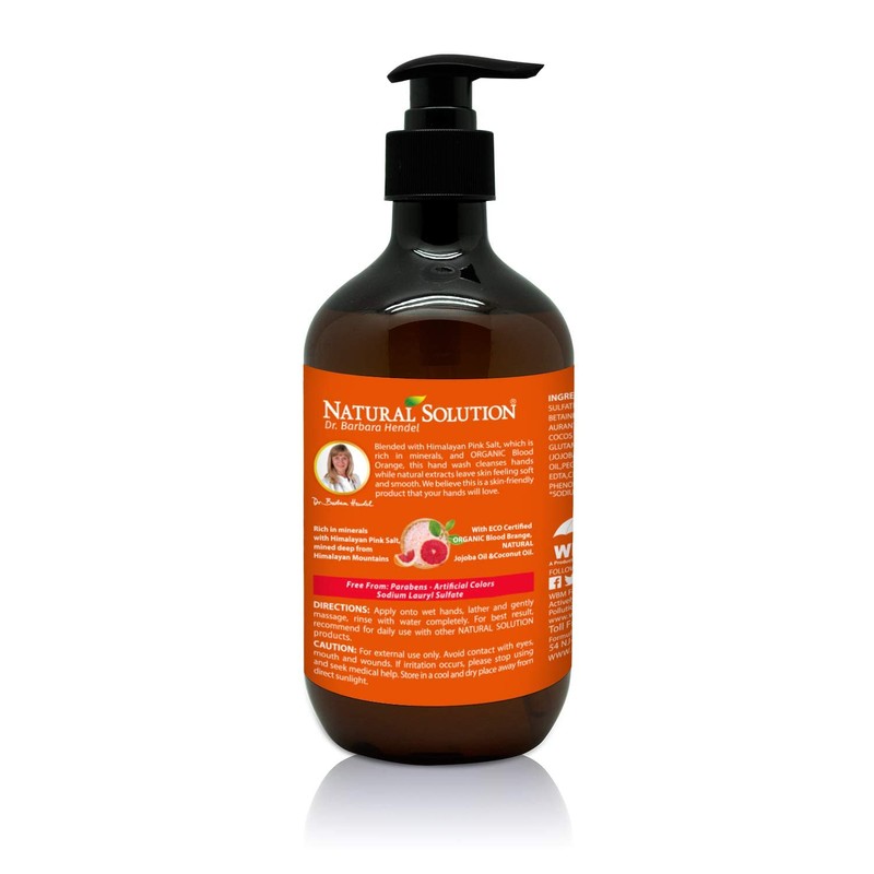 Natural Solution Hand Wash, enriched with moisturizing blood orange and