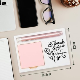 Thank You for Helping me Grow, End of The Year Teacher Sticky Note Holder Gift, Back to School, Teacher Appreciation Week Quote Self-Stick Note Pad Holders BBY4