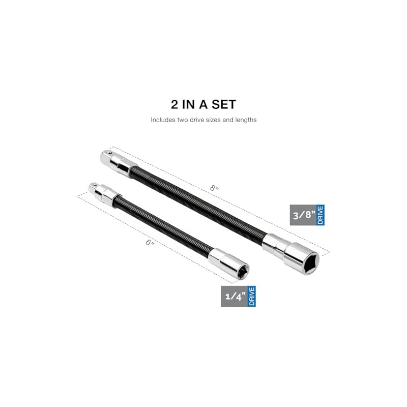 NEIKO 00239A Flexible Extension-Bar Set, 1/4-Inch and 3/8-Inch Drives, Flexible