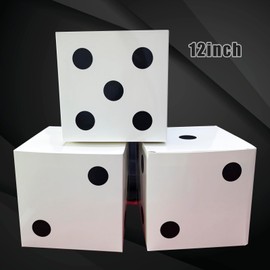6Pcs White Dice Favor Boxes 12 x 12 x 12 Inch Casino Theme Party Decorations Dice Boxes Bulk for centerpieces Casino Birthday Party Decorations Boxes Large Dice Box for Las Vegas Party Decorations