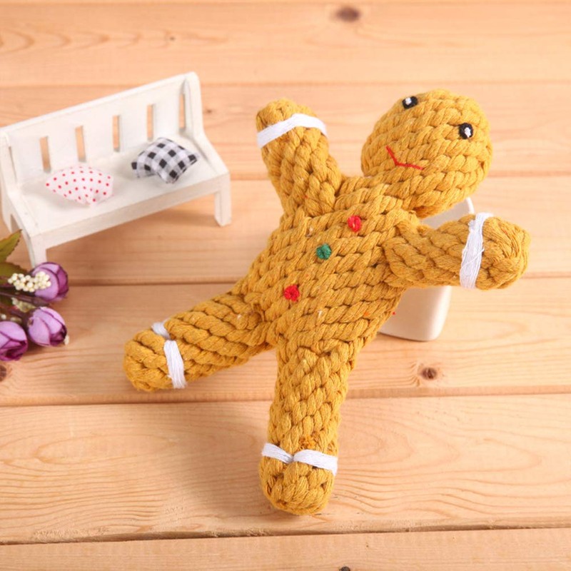 PRETYZOOM Rope Dog Toy Christmas Chew Toy Gingerbread Man Bite